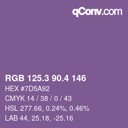 カラーコード: RGB 125.3 90.4 146 | qconv.com