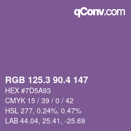 カラーコード: RGB 125.3 90.4 147 | qconv.com