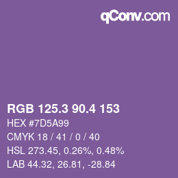カラーコード: RGB 125.3 90.4 153 | qconv.com