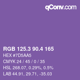 カラーコード: RGB 125.3 90.4 165 | qconv.com