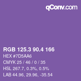 カラーコード: RGB 125.3 90.4 166 | qconv.com