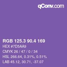 カラーコード: RGB 125.3 90.4 169 | qconv.com