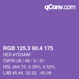 カラーコード: RGB 125.3 90.4 175 | qconv.com