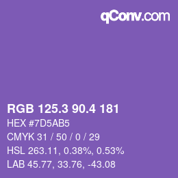 カラーコード: RGB 125.3 90.4 181 | qconv.com