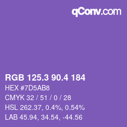 カラーコード: RGB 125.3 90.4 184 | qconv.com