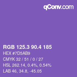カラーコード: RGB 125.3 90.4 185 | qconv.com