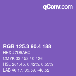 カラーコード: RGB 125.3 90.4 188 | qconv.com
