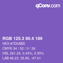 カラーコード: RGB 125.3 90.4 189 | qconv.com
