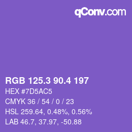 カラーコード: RGB 125.3 90.4 197 | qconv.com