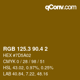 カラーコード: RGB 125.3 90.4 2 | qconv.com