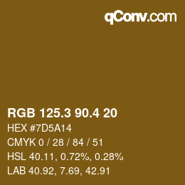 カラーコード: RGB 125.3 90.4 20 | qconv.com