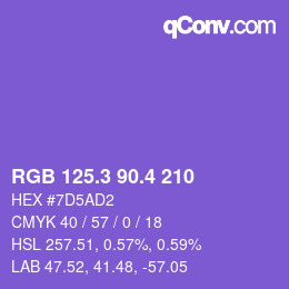 カラーコード: RGB 125.3 90.4 210 | qconv.com
