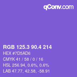 カラーコード: RGB 125.3 90.4 214 | qconv.com