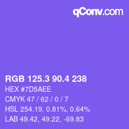 カラーコード: RGB 125.3 90.4 238 | qconv.com