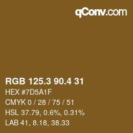 カラーコード: RGB 125.3 90.4 31 | qconv.com