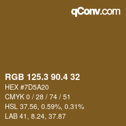 カラーコード: RGB 125.3 90.4 32 | qconv.com