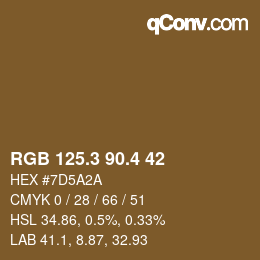 カラーコード: RGB 125.3 90.4 42 | qconv.com