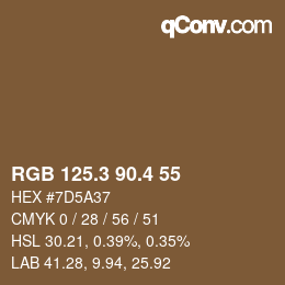 カラーコード: RGB 125.3 90.4 55 | qconv.com