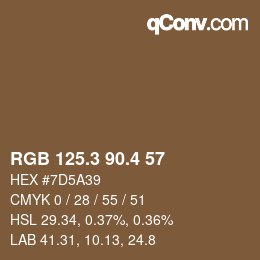 カラーコード: RGB 125.3 90.4 57 | qconv.com