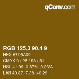 カラーコード: RGB 125.3 90.4 9 | qconv.com