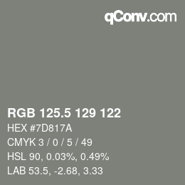 Color code: RGB 125.5 129 122 | qconv.com