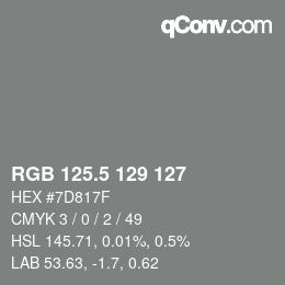 Color code: RGB 125.5 129 127 | qconv.com