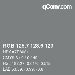カラーコード: RGB 125.7 128.6 129 | qconv.com