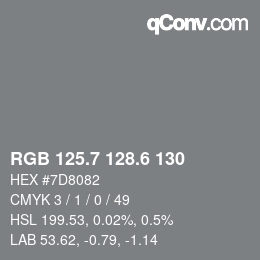 カラーコード: RGB 125.7 128.6 130 | qconv.com