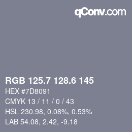 カラーコード: RGB 125.7 128.6 145 | qconv.com
