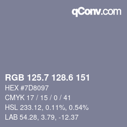 カラーコード: RGB 125.7 128.6 151 | qconv.com