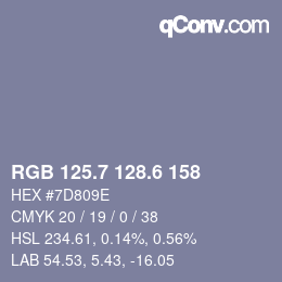 カラーコード: RGB 125.7 128.6 158 | qconv.com
