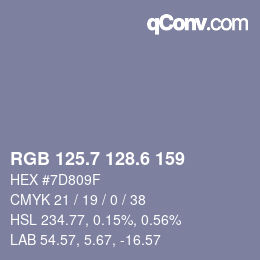 カラーコード: RGB 125.7 128.6 159 | qconv.com
