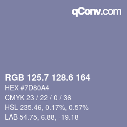 カラーコード: RGB 125.7 128.6 164 | qconv.com