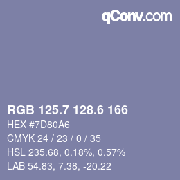 カラーコード: RGB 125.7 128.6 166 | qconv.com