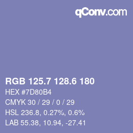 カラーコード: RGB 125.7 128.6 180 | qconv.com