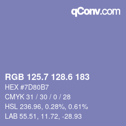 カラーコード: RGB 125.7 128.6 183 | qconv.com