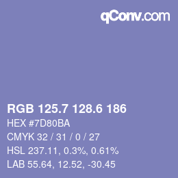 カラーコード: RGB 125.7 128.6 186 | qconv.com
