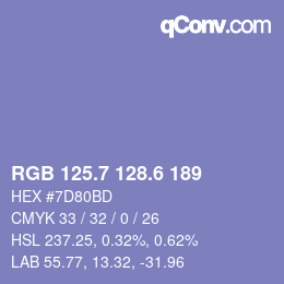カラーコード: RGB 125.7 128.6 189 | qconv.com