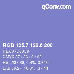 カラーコード: RGB 125.7 128.6 200 | qconv.com