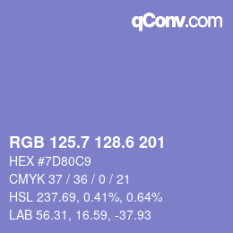 カラーコード: RGB 125.7 128.6 201 | qconv.com