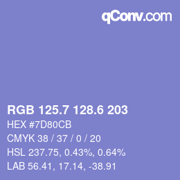 カラーコード: RGB 125.7 128.6 203 | qconv.com