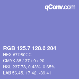 カラーコード: RGB 125.7 128.6 204 | qconv.com