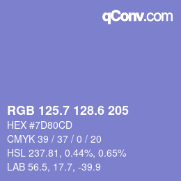 カラーコード: RGB 125.7 128.6 205 | qconv.com