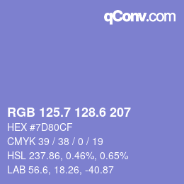 カラーコード: RGB 125.7 128.6 207 | qconv.com