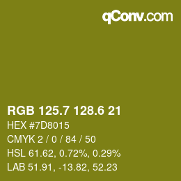 カラーコード: RGB 125.7 128.6 21 | qconv.com