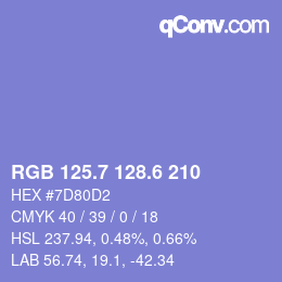 カラーコード: RGB 125.7 128.6 210 | qconv.com