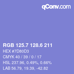 カラーコード: RGB 125.7 128.6 211 | qconv.com