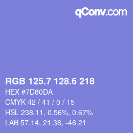 カラーコード: RGB 125.7 128.6 218 | qconv.com