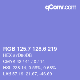カラーコード: RGB 125.7 128.6 219 | qconv.com