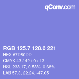 カラーコード: RGB 125.7 128.6 221 | qconv.com
